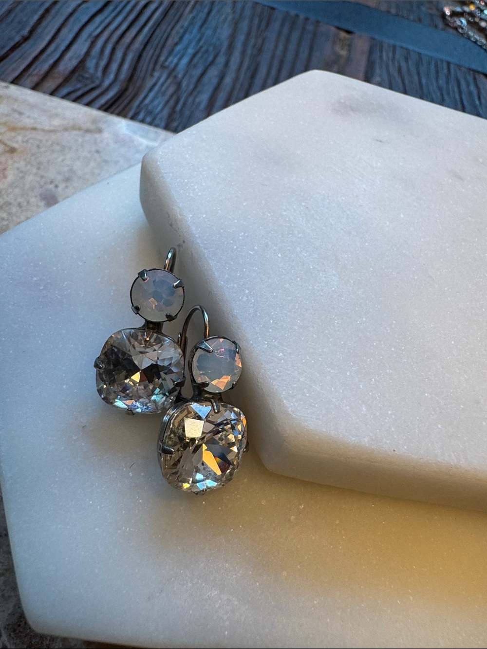 Sorrelli -Crystal Drop Earrings with Opalescent Stones- Clear Sparkle